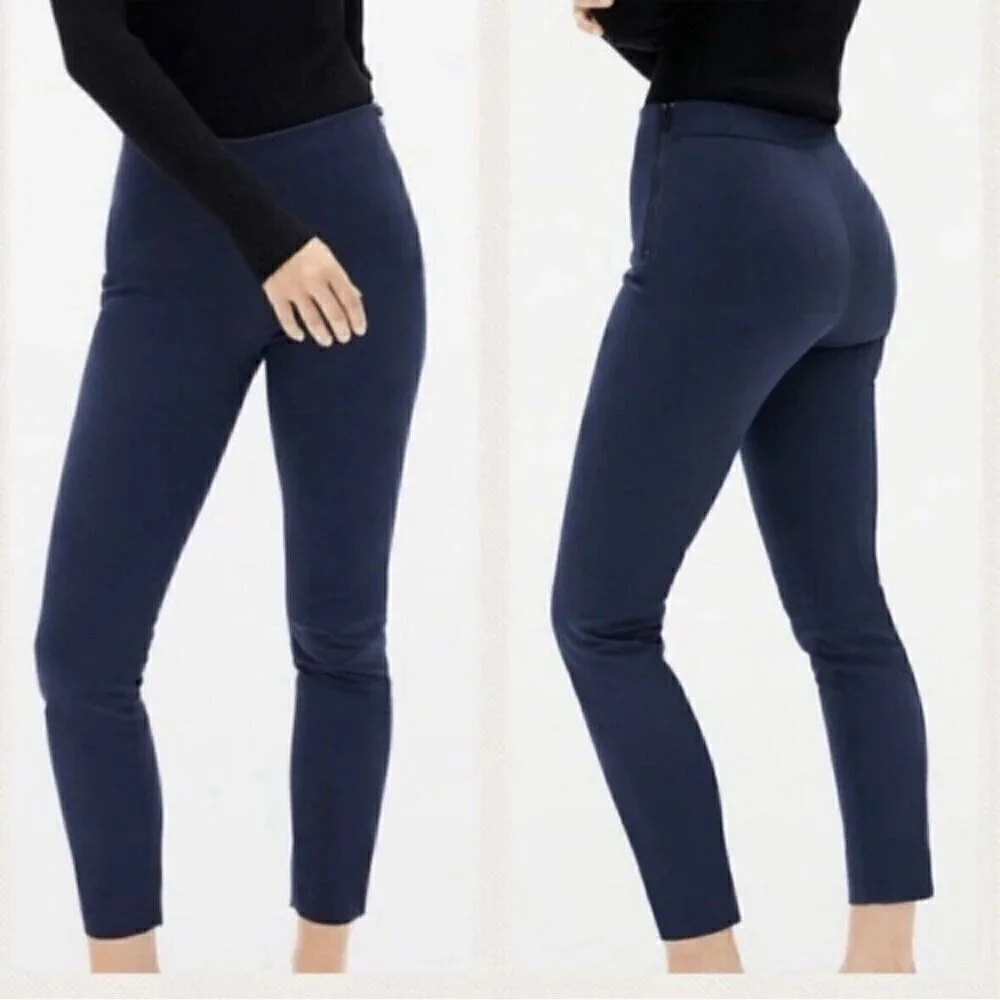 Everlane Blue Stretch Ankle Crop Side Zip Work Career Trouser Pull On Pants